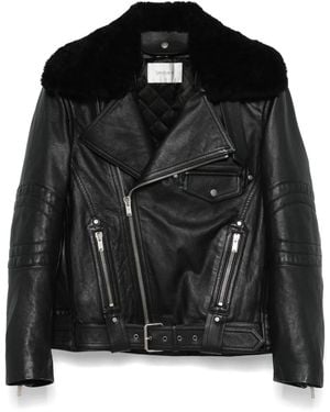 Saint Laurent Biker Leather Jacket With Removable Collar - Black
