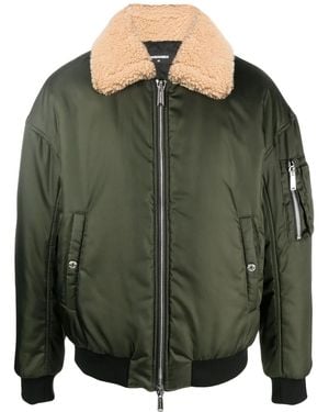 DSquared² Faux Shearling-Trim Zip-Up Bomber Jacket - Green