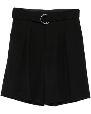 Nanushka Derulo Pleat-Detail Belted Shorts - Black