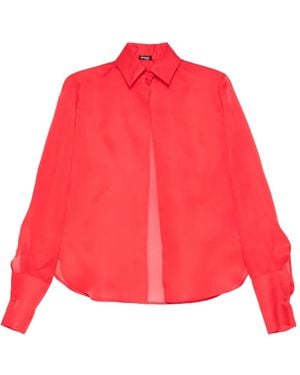 Kiton Sheer Paneled Shirt - Red