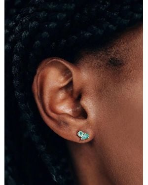 Anzie Puces D'Oreilles En Or 14Ct Ornées D'Émeraudes - Bleu