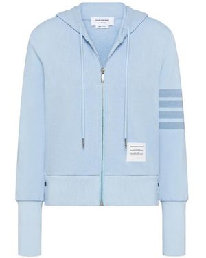 Thom Browne Loopback 4-Bar Shrunken Hoodie - Blue