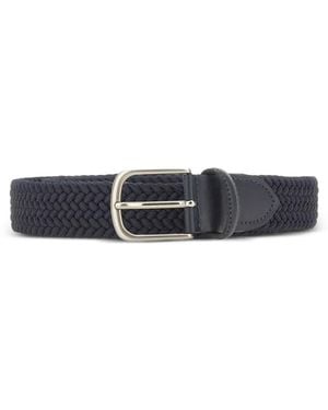 Alberto Luti Woven Leather-Trim Belt - White