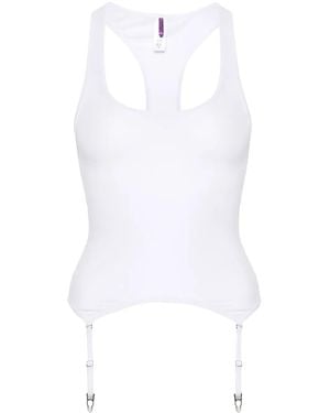 Maison Close La Femme Amazone Suspenders-Detail Tank Top - White