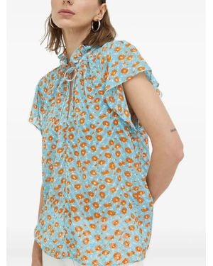 Samsøe & Samsøe Ruffled Floral Top - Blue