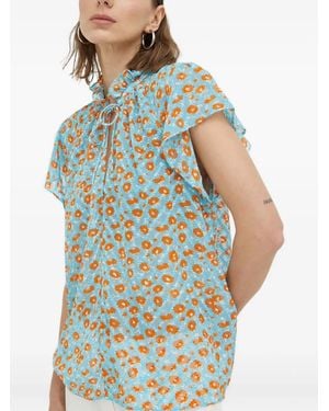 Samsøe & Samsøe Ruffled Floral Top - Blue