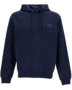 A.P.C. Hoodie Met Geborduurd Logo - Blauw