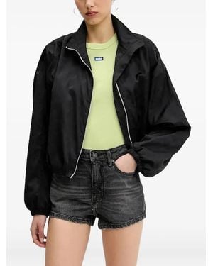 HUGO Geometric-Pattern Zip-Front Jacket - Black