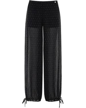 Liu Jo Tulle Pants With Jewel Embroidery - Black