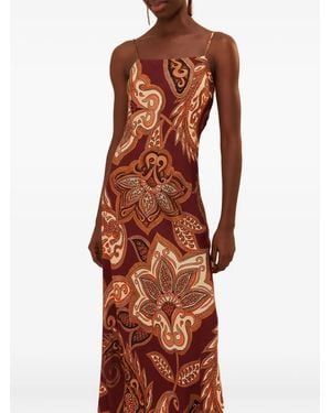 FARM Rio Leopard Paisley Slip Maxi Dress - Red