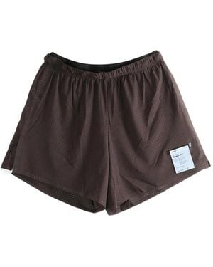 Satisfy Perforated Drawstring Shorts - Brown
