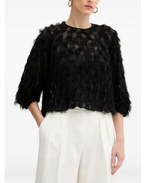 BOSS Baima Feather-Embellished Blouse - Black