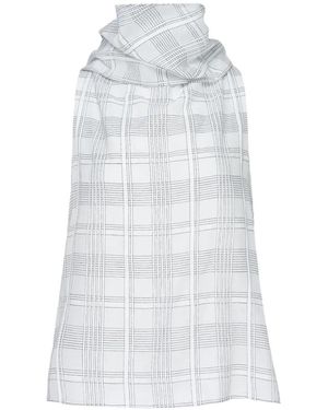 Rag & Bone Check-Print Scarf-Neck Top - White