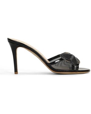 Fabio Rusconi Bow-Detail Mesh Mules - Black