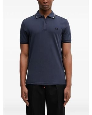 Fred Perry Contrast-Trim Logo Polo Shirt - Blue