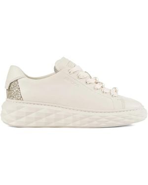 Jimmy Choo Diamond Light Maxi F Pearl Ribbon Trainers - White