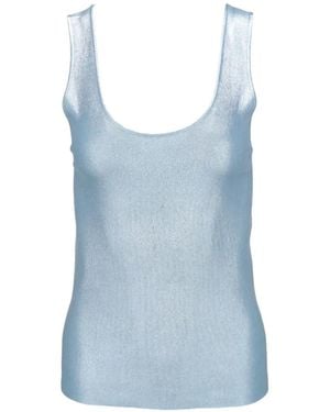Tom Ford Metallic-Effect Scoop-Neck Top - Blue