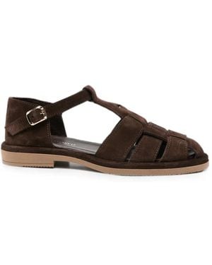SERGIO MORETTI FIRENZE Suede Caged Sandals - Brown