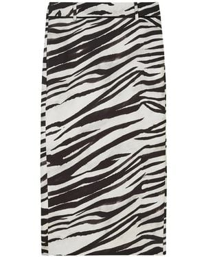Patrizia Pepe Zebra-Print Pencil Midi Skirt - White