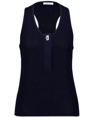 Ferragamo Gancini-Plaque Ribbed Tank Top - Blue