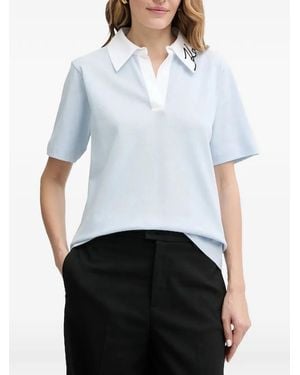 KARL LAGERFELD Signature-Detail Cotton Polo Shirt - Blue