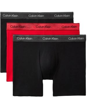 Calvin Klein Logo-Waistband Boxer Briefs (3 Pack) - Red