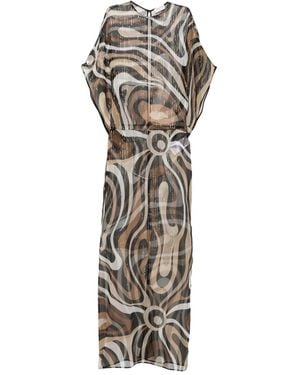 PUCCI Puffy-Sleeve Maxi Dress - Gray