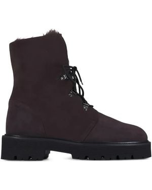 Aquatalia Faux-Fur-Lining Lace-Up Boots - Black