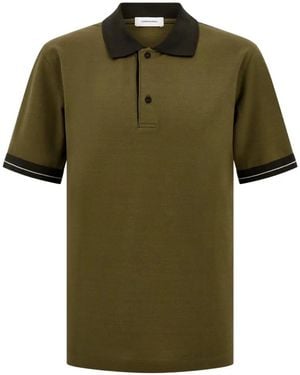 Ferragamo Piqué-Weave Contrast-Collar Polo Shirt - Green