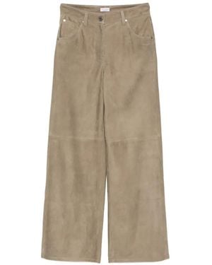 Brunello Cucinelli Leather Pants - Natural