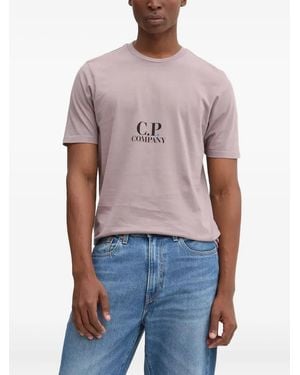 C.P. Company Logo-Print Box-Pattern T-Shirt - Blue