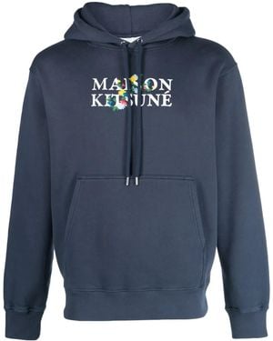 Maison Kitsuné Flowers Comfort Hoodie - Blue
