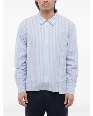 John Richmond Striped Zip-Fastening Shirt - Blue