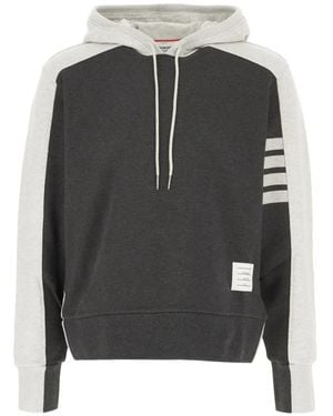 Thom Browne Loopback 4-Bar Logo-Patch Hoodie - Black