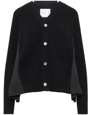 Sacai Pleated-Panel Cardigan - Black
