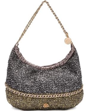 Isla Bolso de hombro texturizado con aplique de cadena - Gris