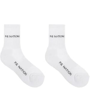 P.E Nation Signature Gebreide Sokken Met Logo - Wit