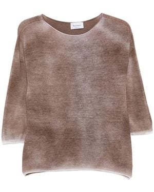 AROVESCIO Boat-Neck T-Shirt - Brown