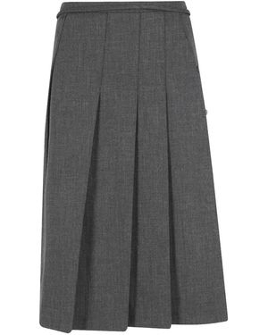 LA PISCINE Tie-Detail Pleated Midi Skirt - Grey