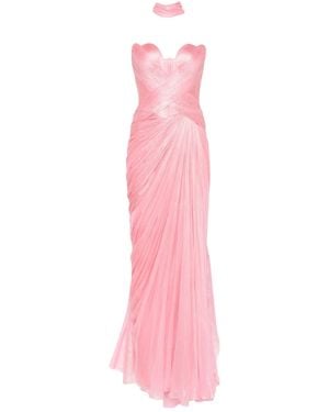 IRIS SERBAN Luna sweetheart-neck metallic maxi dress - Pink