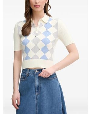 Benetton Argyle Polo Top - Blue