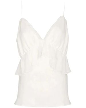 Raquel Diniz Lory Ruffled Spaghetti-Strap Blouse - White