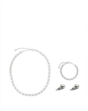Swarovski Matrix Crystal-Pearl Necklace (Set Of Three) - Natural
