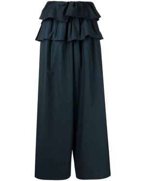 Goen.J Layered Ruffled Wide-Leg Pants - Blue
