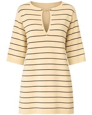 Elisabetta Franchi Knit Striped Mini Dress - Natural