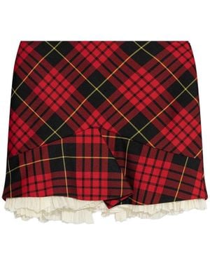 McQueen Minifalda A Cuadros Con Volantes - Rojo