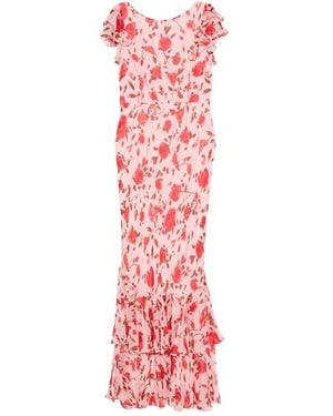 RIXO London フローラル ラッフルドレス - レッド