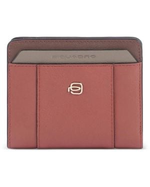 Piquadro Logo-Plaque Bi-Fold Leather Wallet - Pink
