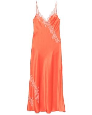 Carine Gilson Calais-Caudry Lace Maxi Nightdress - Red