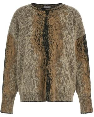 Nude Abstract-Pattern Brushed-Texture Sweater - Green